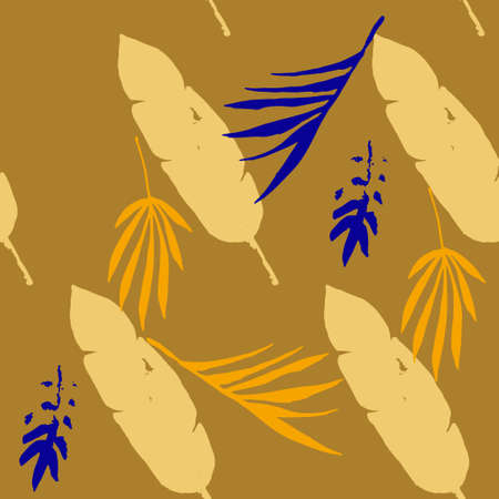 Hipster Tropical Vector Seamless Pattern. Elegant Male Shirt Female Dress Texture. Dandelion Monstera Feather Banana Leaves Tropical Seamless Pattern. Painted Floral Background. Nice Summer Fashion.のイラスト素材