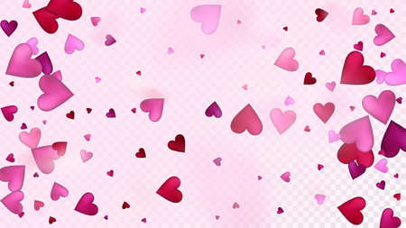 Falling Hearts Vector Confetti. Valentines Day Romantic Pattern. Luxury Gift, Birthday Card, Poster Background Valentines Day Decoration with Falling Down Hearts Confetti. Beautiful Pink Glitterのイラスト素材