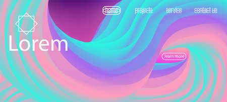 Neon Color Website Design. Landing Page, Pink, Purple Background. 3d Fluid Vibrant Vector Background. Dynamic Movement Modern Wave. Trendy Liquid Wave Banner. Geometric Bright Gradient Wallpaper.のイラスト素材