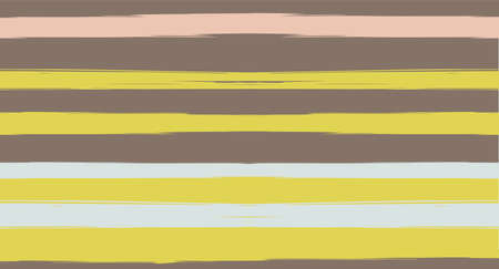 Orange, Brown Vector Watercolor Sailor Stripes Drawn Seamless Summer Pattern. Horizontal Brushstrokes Trace Vintage Grunge Textile Clothe Design. Hand Painted Ink Lines, Male or Female Clothingのイラスト素材