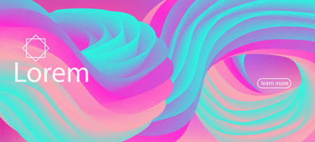 Neon Color Website Design. Landing Page, Pink, Purple Background. 3d Fluid Vivid Vector Background. Dynamic Motion Trendy Wave. Funky Liquid Flow Banner. Geometric Lucid Gradient Overlay.のイラスト素材