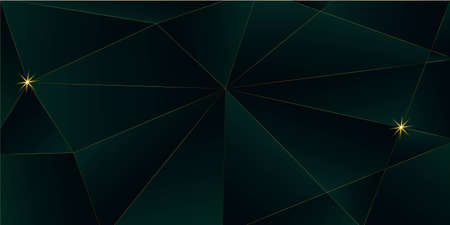 Emerald Luxury Gold Background. Royal Premium Business Design 3D Abstract Polygonal Shiny Cover. Golden Rich VIP Low Poly Poster New Year Christmas Celebration Banner. Crystal Luxury Gold Cardのイラスト素材