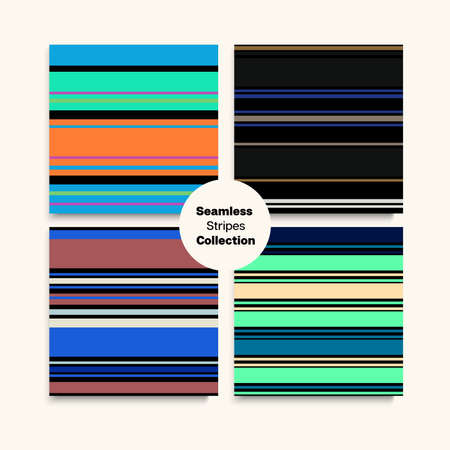 Sailor Stripes Seamless Texture Set. Female Male Childrens Seamless Stripes Pattern. Vintage Fashion Background Summer Winter Funky Fashion Print. Training Suit Lines Trendy Lines Endless Design.のイラスト素材