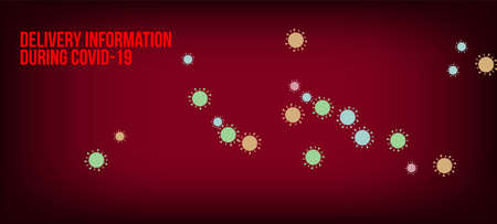 Delivery During COVID-19 Banner. Business Information During Coronavirus Quarantine. Virus Protection Flat Web Page. Delivery During COVID-19 Banner. Flat Cartoon Coronavirus Medical Banner.のイラスト素材