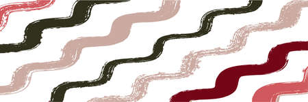 Cool Wavy Zigzag Stripes Vintage Pattern. Dirty Graffiti Trace. Ink Brushed Lines Texture. Winter Autumn Funky Fashion Print. Torn Vector Watercolor Paint Lines. Summer Spring Distress Stripes.のイラスト素材