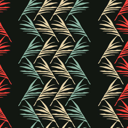Modern Tropical Vector Seamless Pattern. Drawn Floral Background. Nice Summer Fabrics. Banana Leaves Monstera Dandelion Feather Tropical Seamless Pattern. Elegant Male Shirt Female Dress Texture.のイラスト素材