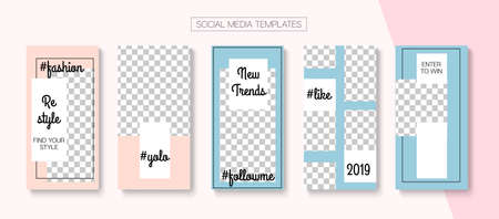 Social Stories Cool Vector Layout. Modern Sale, New Arrivals Story Layout. Online Shop Graphic Graphic Phone.  Trendy Cards, Social Media Kit Template. Social Media Stories VIP Layoutのイラスト素材