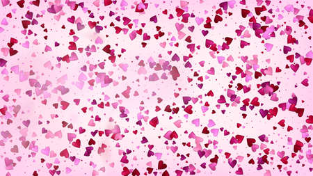 Realistic Hearts Vector Confetti. Valentines Day Wedding Pattern. Beautiful Pink Design Valentines Day Decoration with Falling Down Hearts Confetti. Rich VIP Gift, Birthday Card, Poster Backgroundのイラスト素材