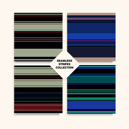 Sailor Stripes Seamless Pattern Set. Trendy Lines Endless Design. Male Childrens Female Seamless Stripes Texture. Elegant Fashion Background Summer Spring Modern Fashion Textile. Swimming Suit Linesのイラスト素材