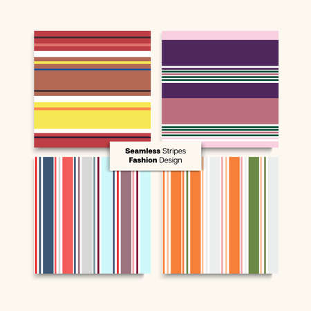 Sailor Stripes Seamless Texture Set. Training Suit Lines Childrens Male Female Seamless Stripes Pattern. Summer Spring Retro Fashion Fabric. Modern Fashion Background Funky Lines Endless Design.のイラスト素材