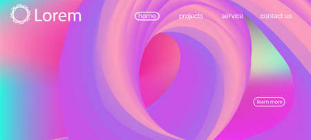 Futuristic Bright Gradient Wallpaper. Landing Page, Pink, Purple Background. Dynamic Movement Funky Wave. Neon Color Website Layout. 3d Fluid Vivid Vector Background. Trendy Liquid Shape Banner.のイラスト素材