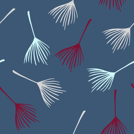 Funky Tropical Vector Seamless Pattern. Chic Summer Textile. Feather Banana Leaves Monstera Dandelion Tropical Seamless Pattern. Painted Floral Background. Beautiful Male Shirt Female Dress Texture.のイラスト素材