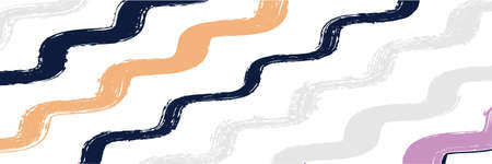 Cool Wavy Zigzag Stripes Vintage Pattern. Spring Summer Graffiti Stripes. Paintbrush Lines Banner. Winter Autumn Modern Fashion Textile. Dirty Vector Watercolor Paint Lines. Cool Distress Trace.のイラスト素材