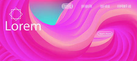 Futuristic Bright Gradient Wallpaper. Landing Page, Pink, Purple Background. Dynamic Movement Modern Wave. Trendy Liquid Wave Banner. 3d Fluid Vibrant Vector Background. Neon Color Website Template.のイラスト素材