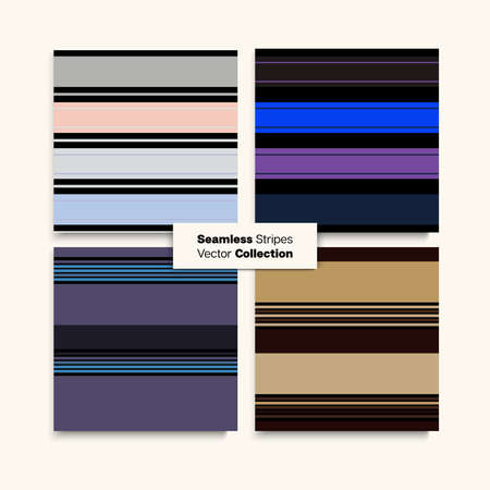 Sailor Stripes Seamless Design Set. Hipster Fashion Background Male Female Childrens Seamless Stripes Texture. Swimming Suit Lines Retro Lines Endless Pattern. Autumn Winter Vintage Fashion Fabric.のイラスト素材