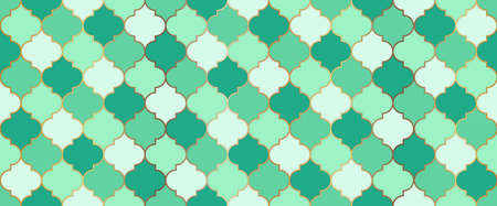 Seamless Moroccan Texture Persian Mosque Window Grid. Eid Mubarak Islamic Background. Seamless Moroccan Mosaic Design. Ramadan Traditional Mosque Golden Shape. Ramadan Kareem Muslim Illustration.のイラスト素材