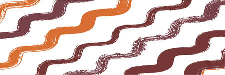 Cool Wavy Zigzag Stripes Vintage Pattern. Torn Vector Watercolor Paint Lines. Dirty Distress Trace. Spring Summer Graffiti Stripes. Ink Brushed Lines Banner. Winter Autumn Funky Fashion Fabric.のイラスト素材