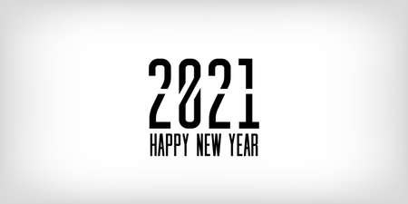 Black and White 2021 Banner Winter Holiday Celebration Poster. Christmas Logo Wallpaper. Happy New Year Card Design. Black and White 2021 Text Typography. Graphic 2021 Icon Pattern.のイラスト素材