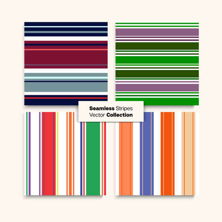 Sailor Stripes Seamless Design Set. Winter Autumn Trendy Fashion Textile. Hipster Fashion Background Swimming Suit Lines Male Female Childrens Seamless Stripes Texture. Funky Lines Endless Pattern.のイラスト素材