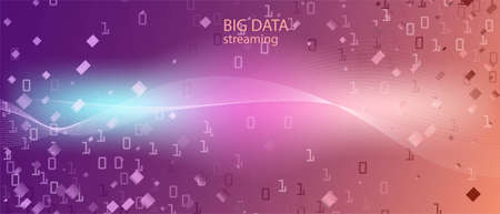 Cyber Monday Vector Equalizer. Pink Purple Blue Background. Matrix Flying Binary Code. Digital Futuristic Slide. Tech Neon Abstract Music Layout. Fractal Fluid Data Cyber Monday Bannerのイラスト素材