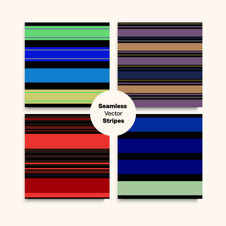Sailor Stripes Seamless Pattern Set. Business Suit Lines Modern Fashion Background Elegant Lines Endless Texture. Male Female Childrens Seamless Stripes Design. Winter Summer Funky Fashion Textile.のイラスト素材