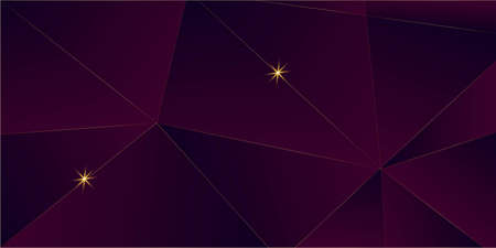 Purple Luxury Gold Background. 3D Abstract Polygonal Sparkle Cover. Golden Premium Polygon Border Christmas New Year Celebration Frame. Royal Silver Business Banner Crystal Luxury Gold Cardのイラスト素材