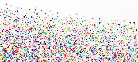 Rainbow Confetti Modern Vector Background. Holiday Celebration Falling Down Gleam Sequins Frame. Christmas, New Year, Birthday Sparkle Decoration. Rainbow Confetti Falling. Carnival Simple Garland.のイラスト素材