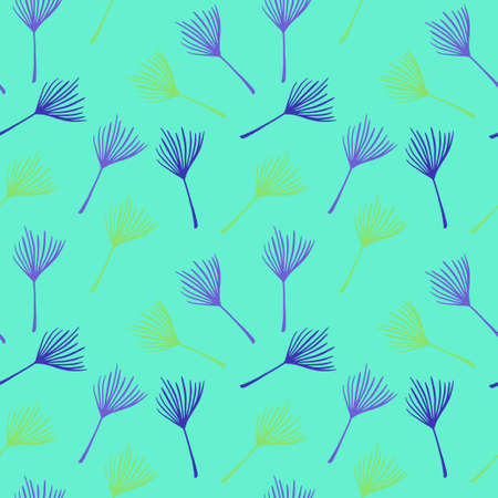 Hipster Tropical Vector Seamless Pattern. Fine Summer Fabrics. Feather Monstera Dandelion Banana Leaves Tropical Seamless Pattern. Doodle Floral Background. Elegant Male Shirt Female Dress Texture.のイラスト素材