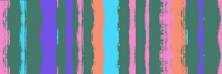 Funky Vertical Stripes Seamless Background. Spring Summer Distress Stripes. Ink Brushed Lines Texture. Cool Graffiti Trace. Torn Vector Watercolor Paint Lines. Autumn Winter Funky Fashion Textile.のイラスト素材