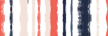 Funky Vertical Stripes Seamless Background. Dirty Vector Watercolor Paint Lines. Cool Graffiti Trace. Summer Spring Distress Stripes. Winter Autumn Bright Fashion Fabric. Gouache Ink Lines Texture.のイラスト素材