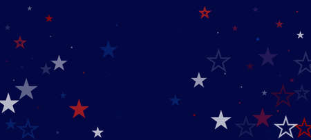 National American Stars Vector Background. USA 4th of July Independence Veteran's Labor President's Memorial 11th of November Day Border. US Election Frame. American Blue, Red, White Falling Stars.のイラスト素材