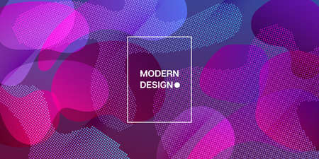 Liquid Purple Background. Digital Dynamic Poster. Neon Color Purple Banner Template. Futuristic Landing Page. Vector Fluid Gradient Design. Abstract Cover Presentation. Bright Gradient Shapes Layout.のイラスト素材