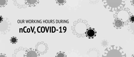 Working Hours During COVID 19, nCoV. Virus Protection Flat Corona Web Page. Flat Cartoon Coronavirus Medical Design. Working Hours During COVID 19, nCoV. Seamless Corona Virus Pattern.のイラスト素材
