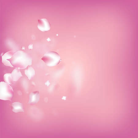 Cherry Sakura Blossom Confetti. Female Rich VIP Watercolor Texture. Falling Japanese Rose Cherry Sakura Petals Border. Windy Leaves Confetti Banner. Blooming Cosmetics Ad Elegant Flower Background.のイラスト素材