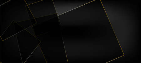 Black Business Paper with Gold Lines. Royal Silver Geo Frame. New Year Christmas Squares Design. Luxury Crystal Gold Card. Golden Premium Low Poly Banner. 3D Abstract Polygonal Sparkle Cover.のイラスト素材