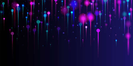 Blue Pink Purple Modern Wallpaper. Big Data Artificial Intelligence Internet Futuristic Background. Network Scientific Banner. Neon Light Glow Particles. Fiber Optics Social Science Light Pins.のイラスト素材