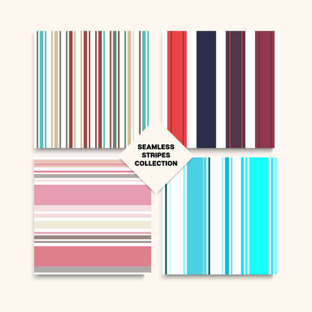 Sailor Stripes Seamless Pattern Set. Retro Fashion Background Winter Summer Modern Fashion Print. Vintage Lines Endless Texture. Training Suit Lines Childrens Male Female Seamless Stripes Design.のイラスト素材