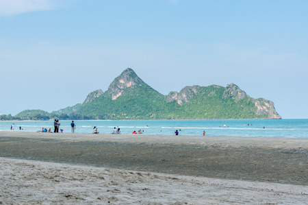 Prachuap Khiri Khan, THAILAND - April, 2015: People relax Ao Manao Bay area during the Songkran Festival, Ao manao bay, Prachuap Khiri Khan, Thailand in Circa April 2015のeditorial素材