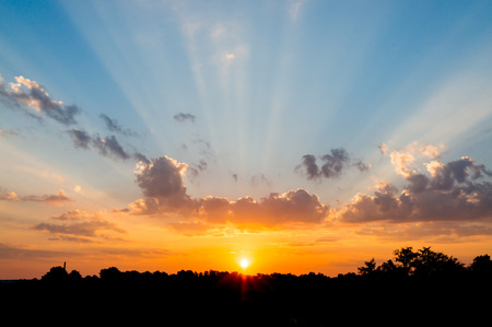 beautiful sunrise and cloudy skyの写真素材