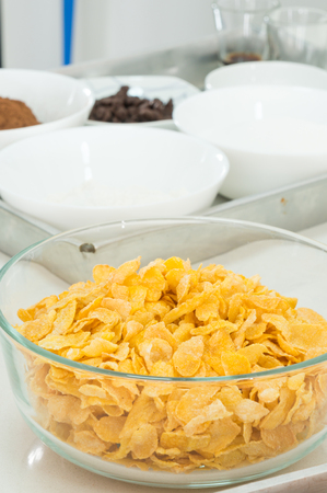 cornflakes in a bowlの写真素材