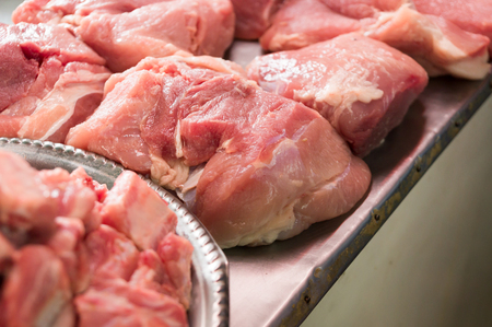 Fresh pork in marketの写真素材