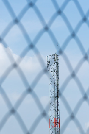 steel grate and blur of antenna backgroundの写真素材