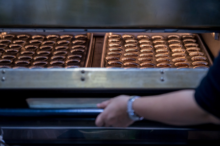 Brownies that are not baked, placed in a tray
