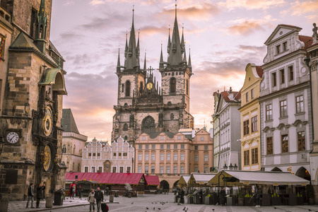 Prague, Czech Republic - 28 March 2016:  Image with Old Town Square from Prague, Czech Republic at...