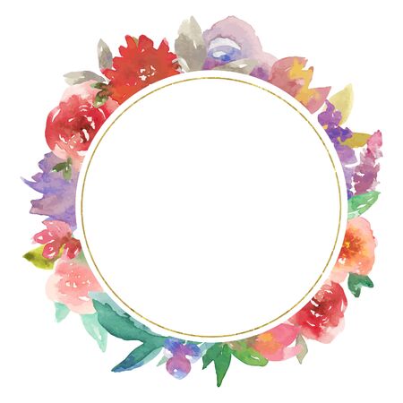 Watercolor rainbow frame No 3のイラスト素材