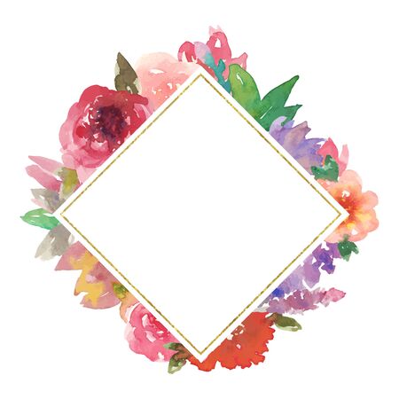 Watercolor rainbow frame No 1のイラスト素材