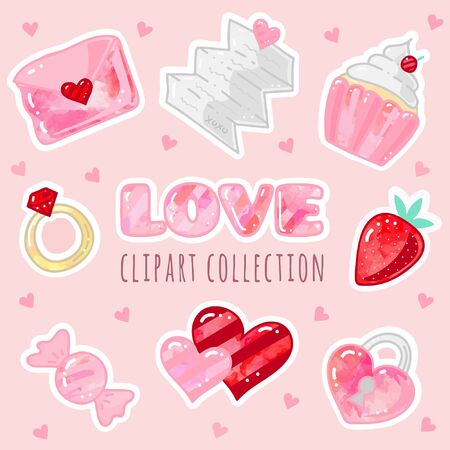 Valentine day clipart collectionのイラスト素材