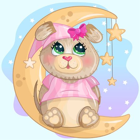 Pink sweet little dogのイラスト素材