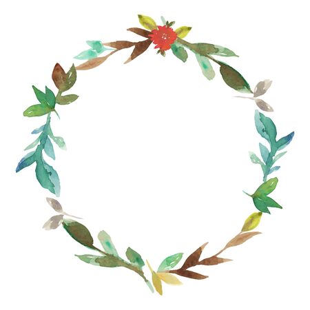 Watercolor rainbow wreath No1のイラスト素材