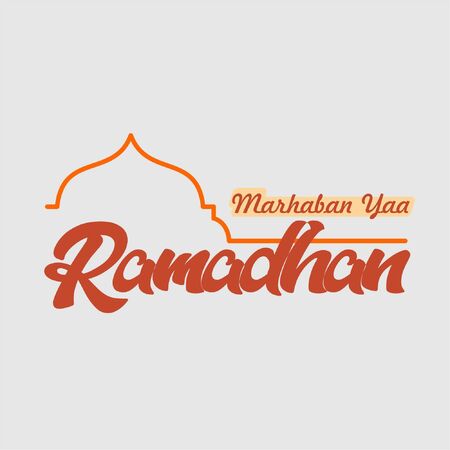 Template greeting card vector with simple line art of mosque can be used to welcoming the holy month for moslemsのイラスト素材